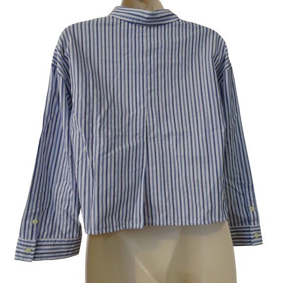 Everlane Woven Cotton PJ Top Women Size S Blue Stripe Button Up Long Sleeve - Picture 4 of 8